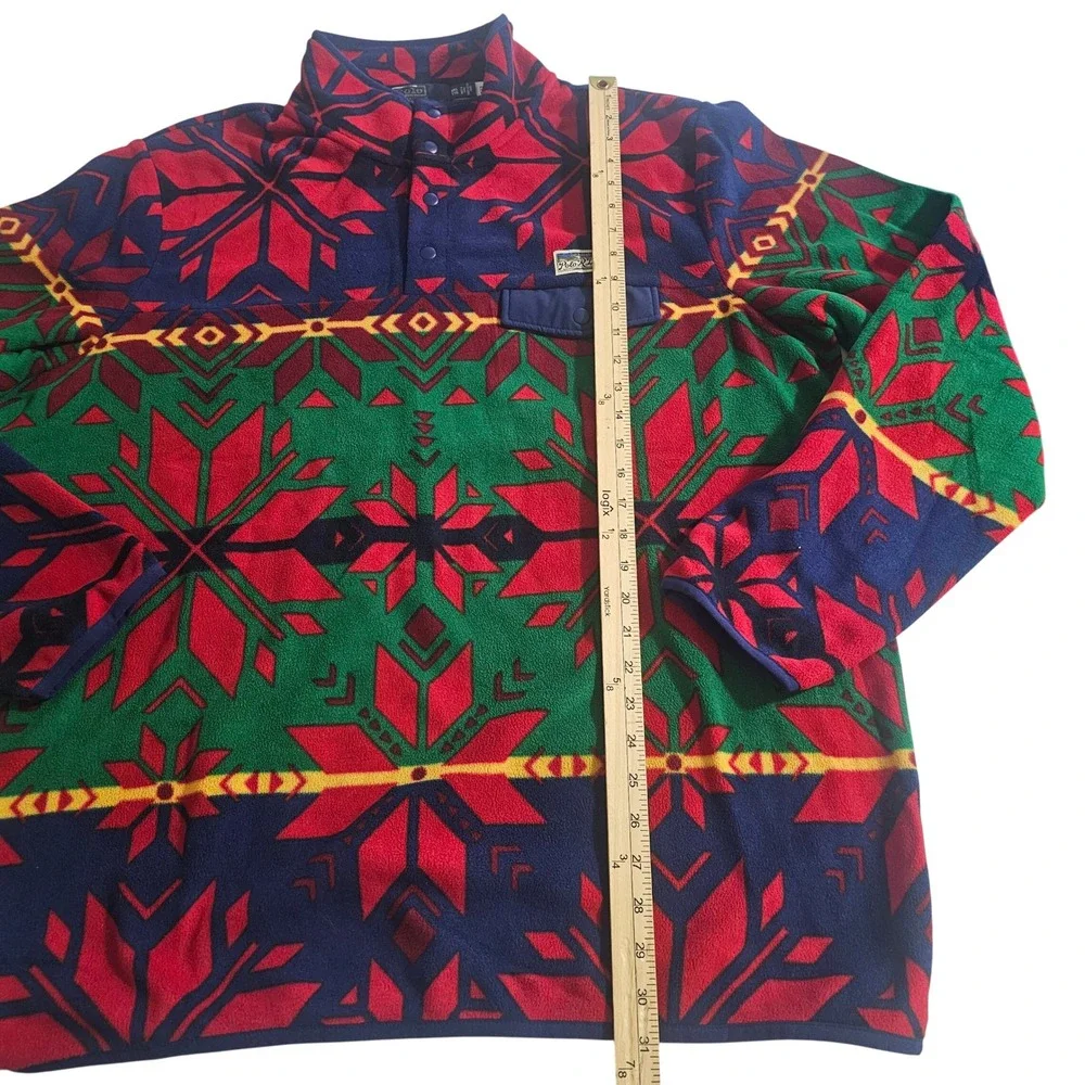 Polo Ralph Lauren Fair Isle Nordic Fleece Pullover Snap Jacket Multi Color XXL
